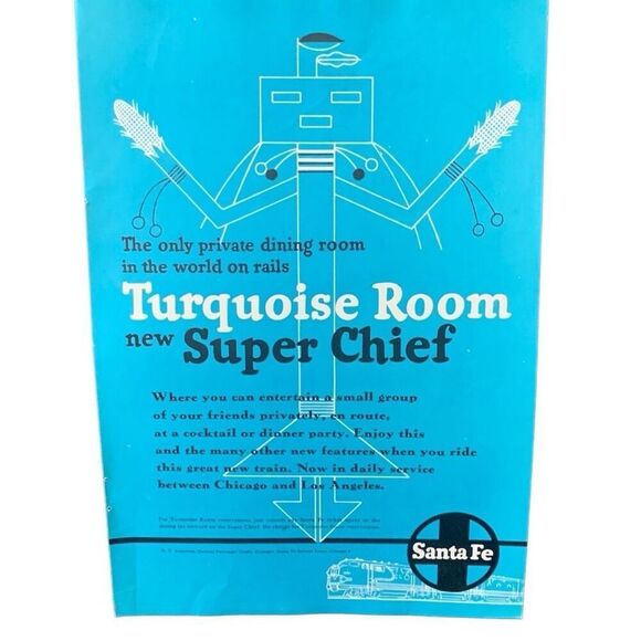 Vintage 1951 Santa Fe Turquoise Room Private Dining Ad Advertisement - Picture 2 of 4